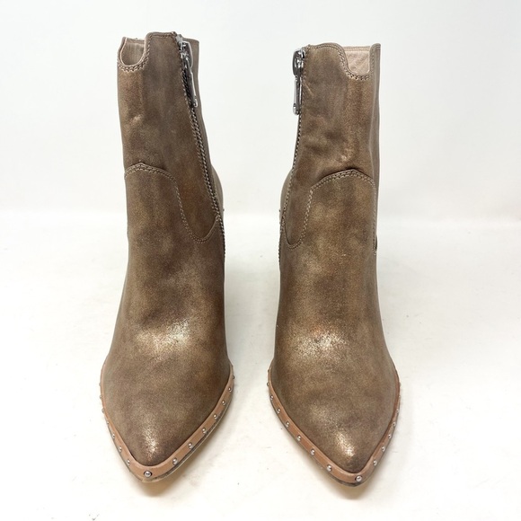 NWT CHINESE LAUNDRY Ramble Champagne Metallic Studded Western Bootie Block heel - Picture 8 of 15